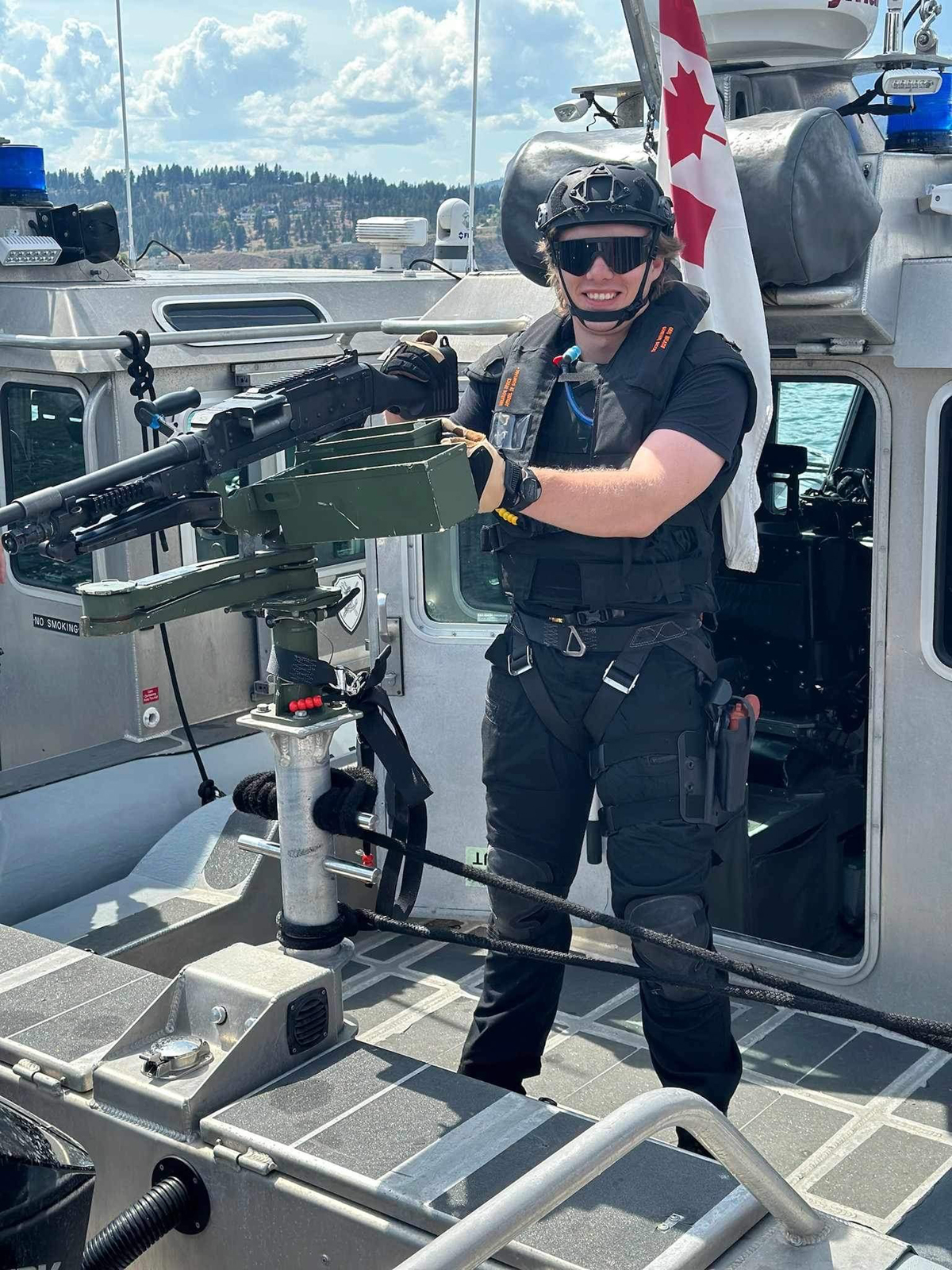 Acting Sub-Lieutenant Jack Rigler joined the Response Boat Tactical Operator Course with the Naval Security Team at CFB Esquimalt from HMCS Cabot in St. John's, Nfld. Photo: Lieutenant (Navy) Robert Newton, NST Commanding Officer