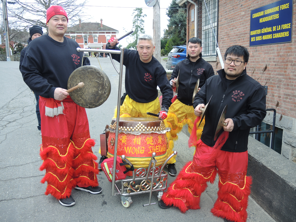 Members of Victoria's Wong Sheung Kung Fu Club provide musical accompaniment during a Lion Dance. Photo: Peter Mallett / Lookout