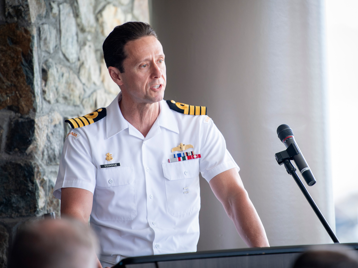Captain (Navy) Mark O’Donohue, outgoing
Deputy Commander of Canadian Fleet Pacific.