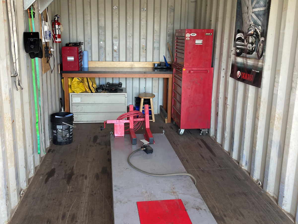 The Base Auto Club offers a fully-equipped workshop, complete with three hoists and a tire machine. The bike side is still in initial stages of becoming a fully equipped space for members to keep their rides in top condition. Photo: MS Dave Elmer