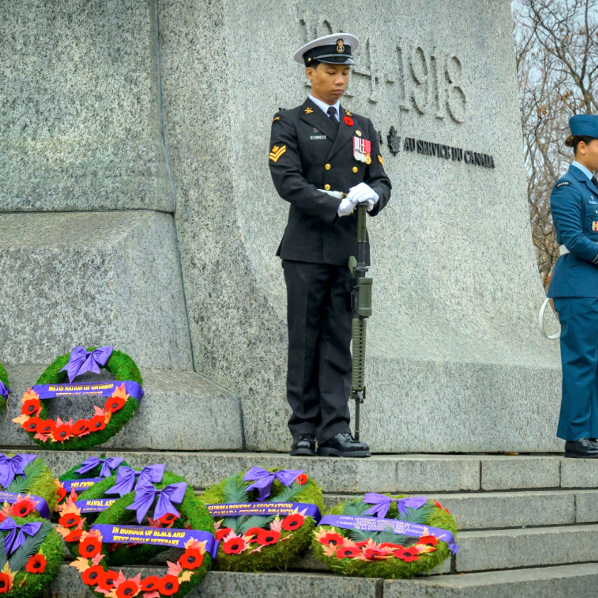 Master Sailor Jed Garcia represented the Royal Canadian Navy as sentry at the National Remembrance Day Ceremony in Ottawa. Photo: Cpl Liam Du Plessis