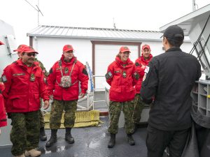 Canadian Rangers with the 4th Canadian Ranger Patrol Group receive a briefing on operations as part of Exercise Sea Ranger 2. Photo: Sailor 3rd Class Jordan Schilstra, Image Technician, Canadian Forces Base Esquimalt
