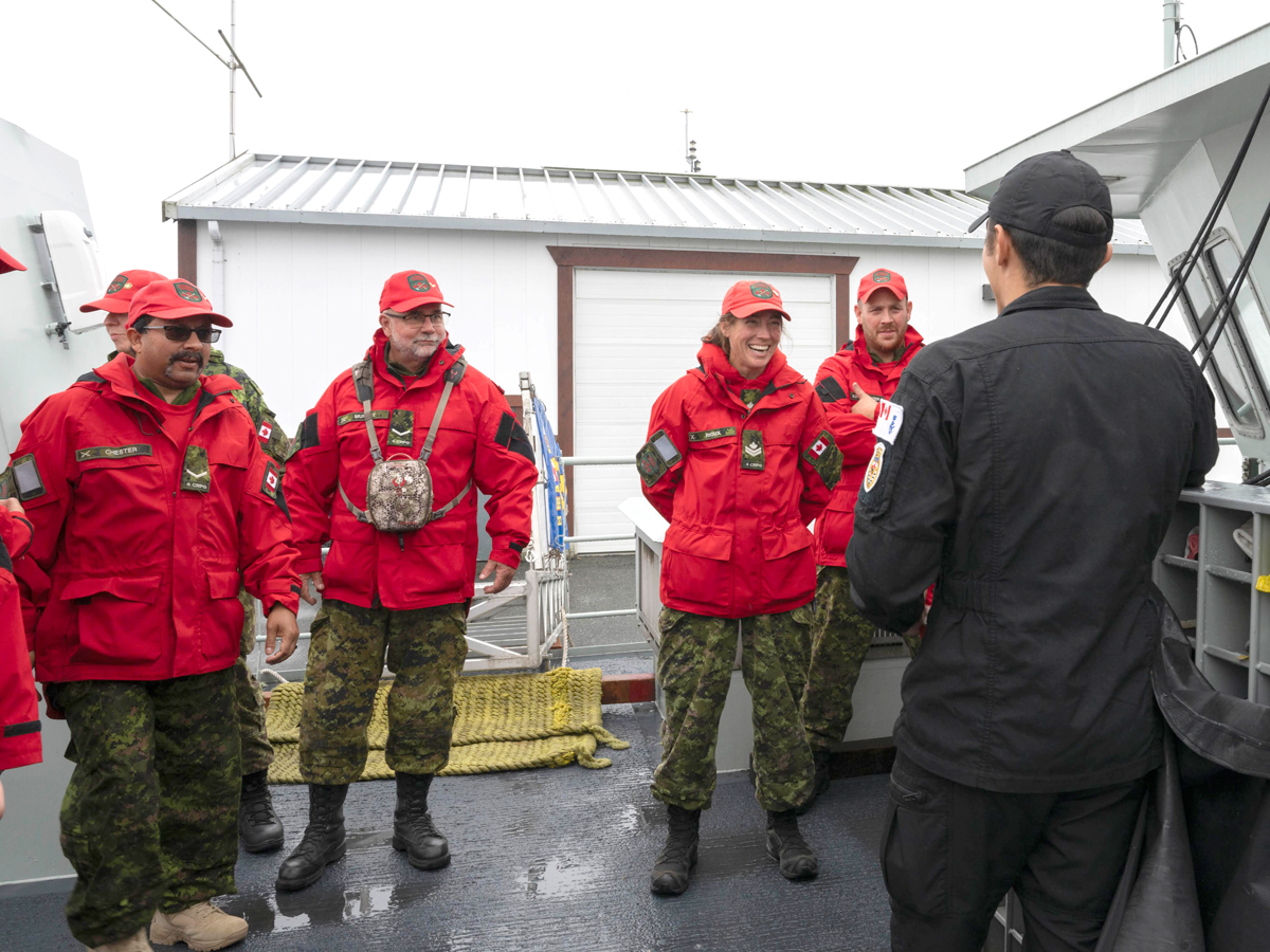 Canadian Rangers with the 4th Canadian Ranger Patrol Group receive a briefing on operations as part of Exercise Sea Ranger 2. Photo: Sailor 3rd Class Jordan Schilstra, Image Technician, Canadian Forces Base Esquimalt